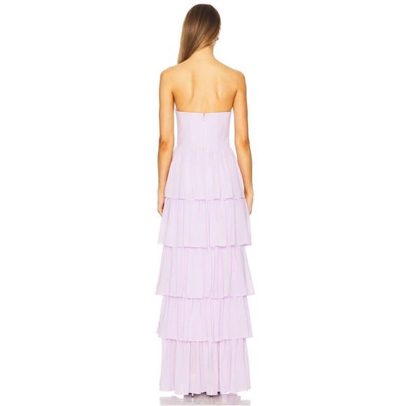 Lovers + Friends NWT Small Hattie Gown Green Strapless Tiered Dress - Picture 3 of 7